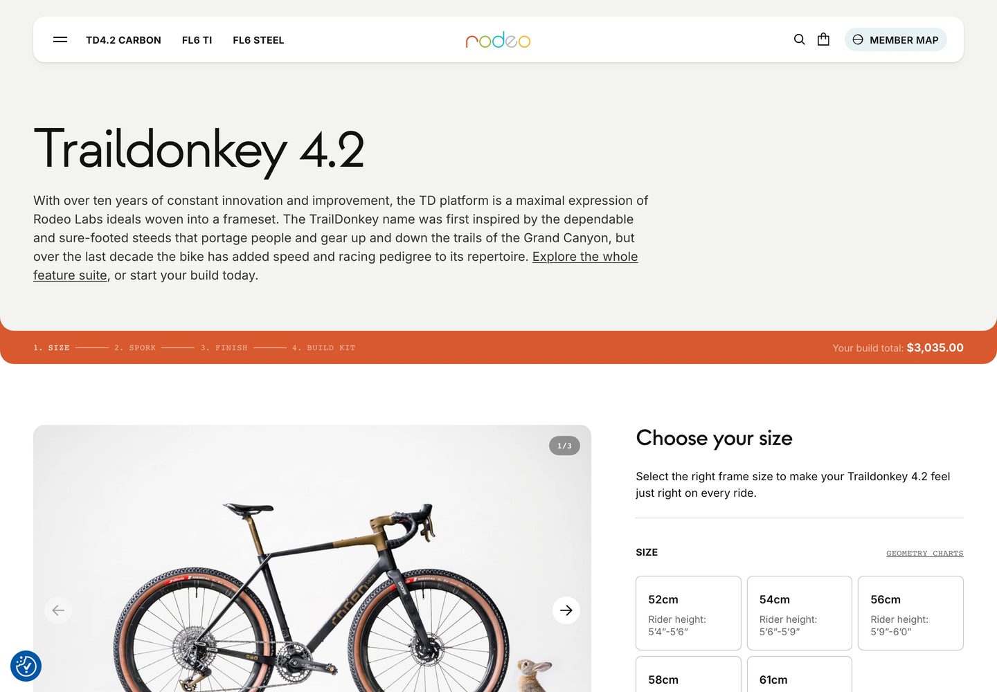 Desktop product page of Rodeo Adventure Labs