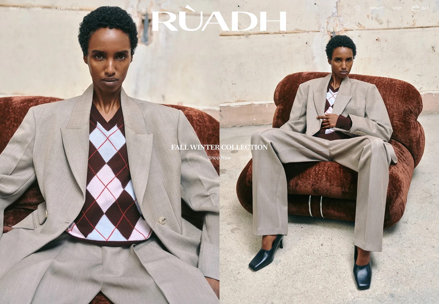 Desktop homepage of Rùadh