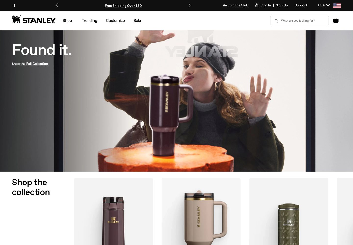 Desktop homepage of Stanley 1913