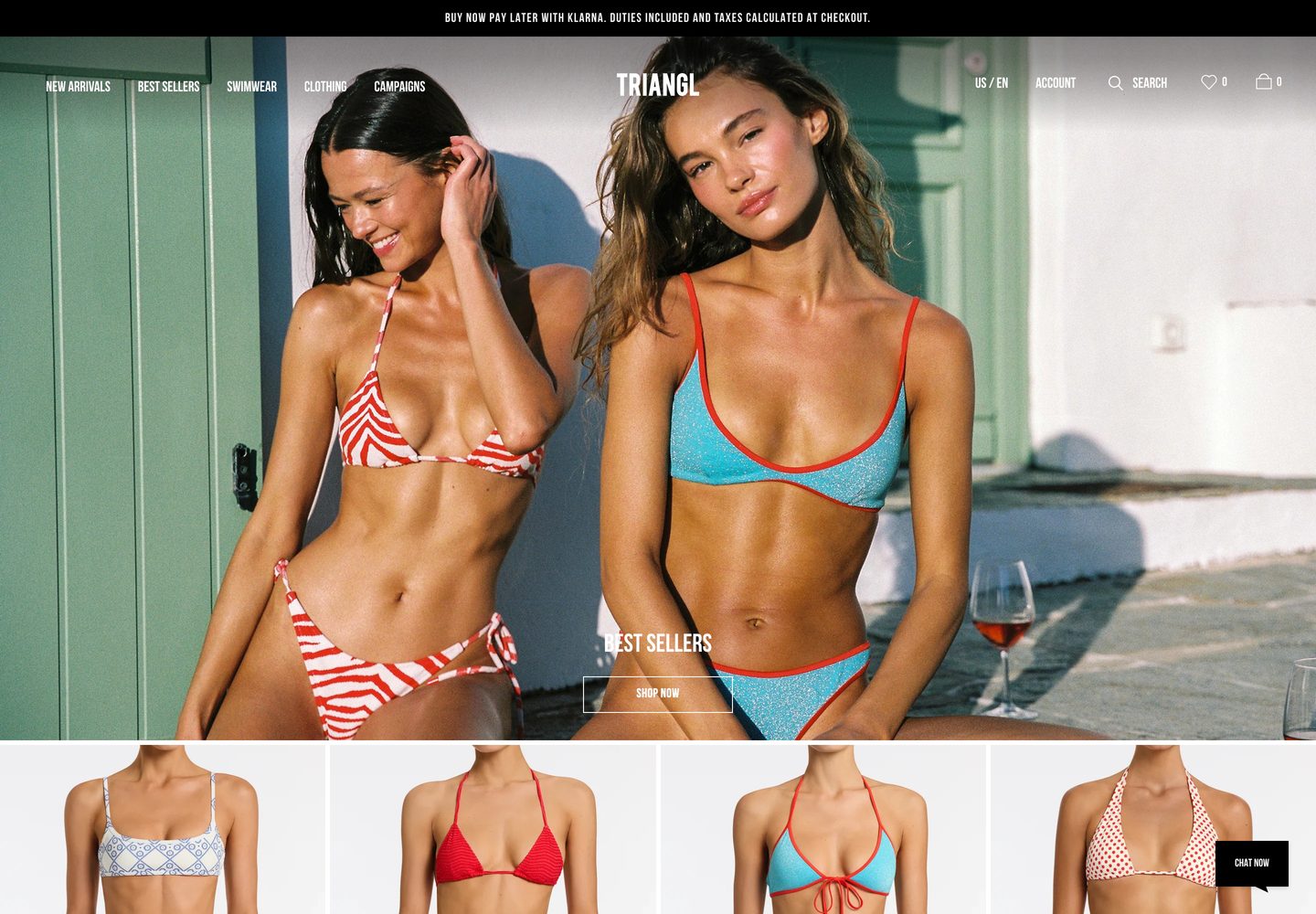 Desktop homepage of Triangl