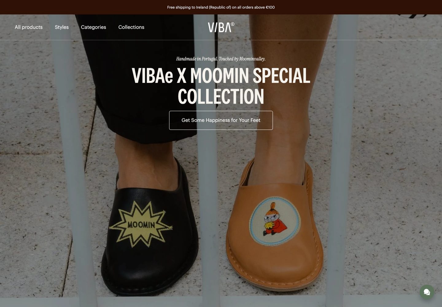 Desktop homepage of VIBAe