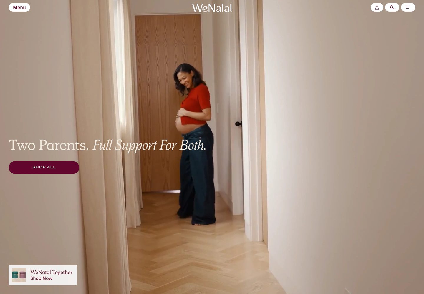 Desktop homepage of WeNatal