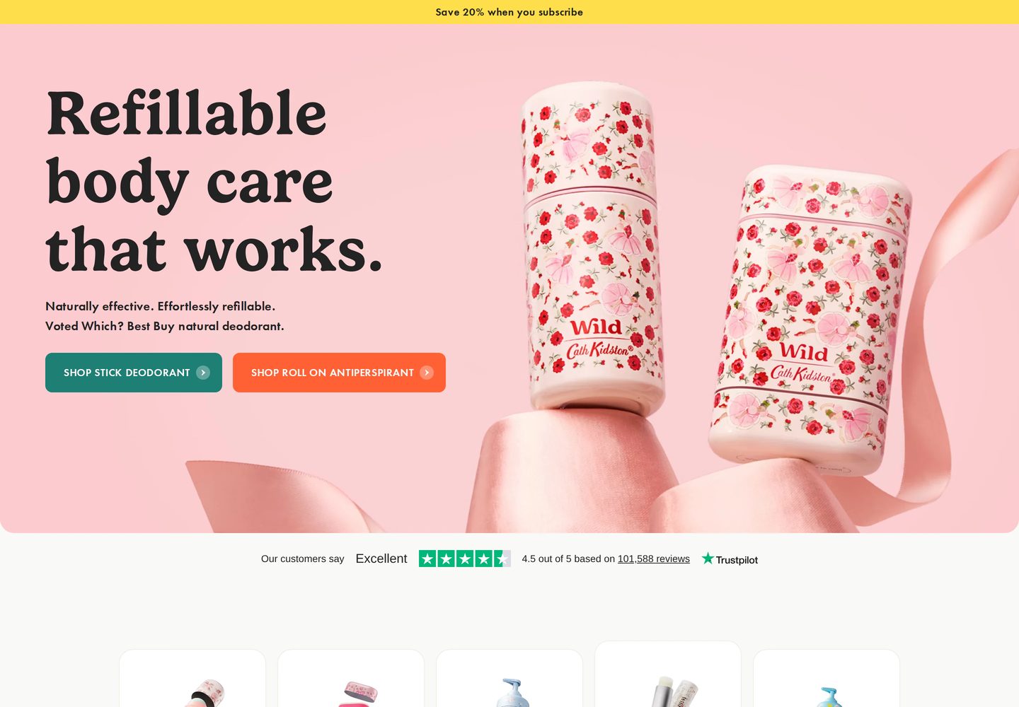 Desktop homepage of Wild