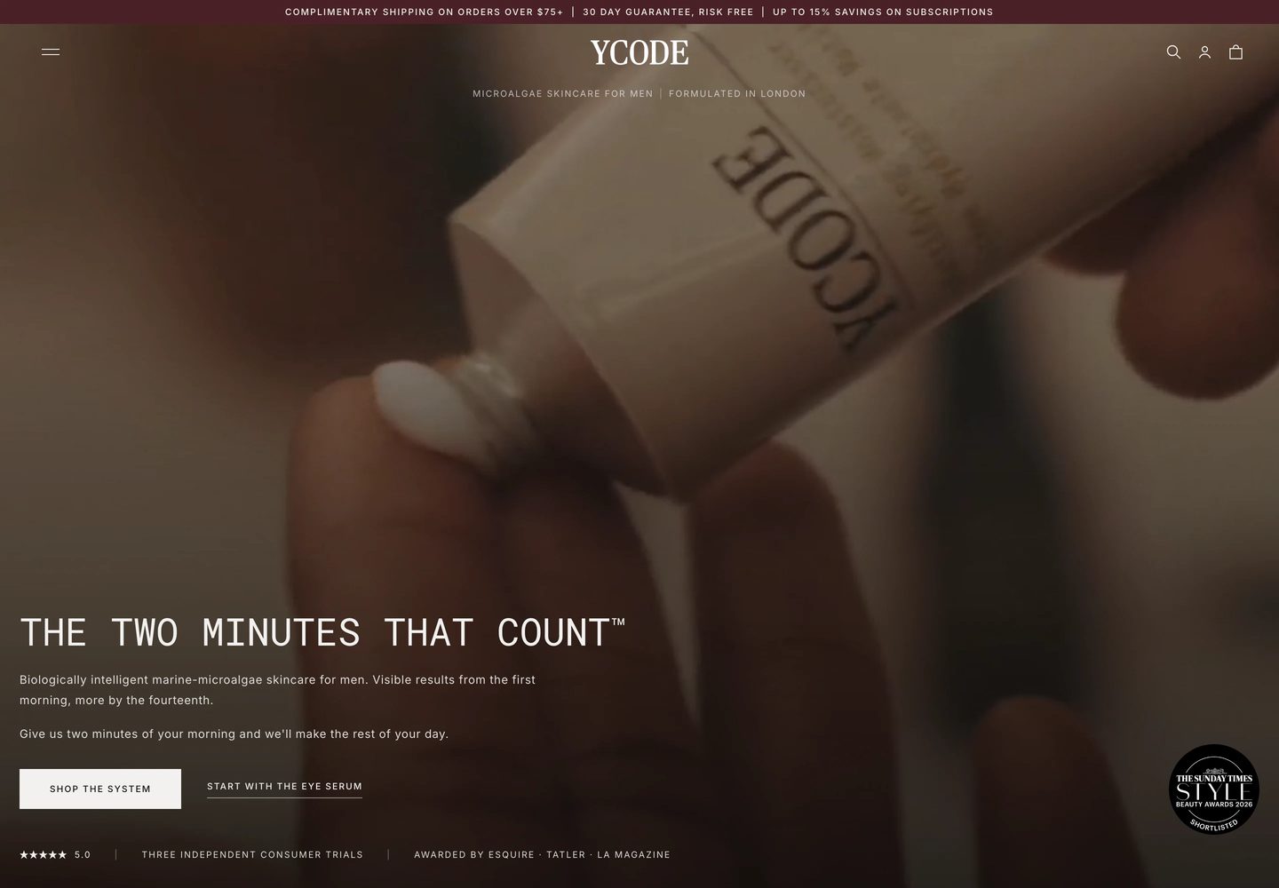 Desktop homepage of YCODE