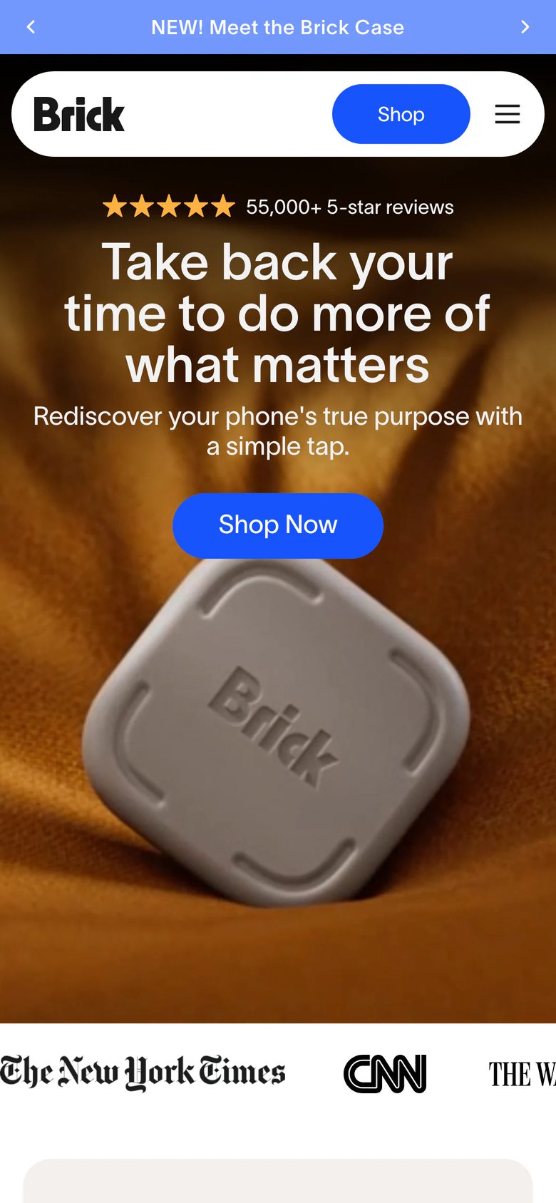 Mobile homepage of Brick