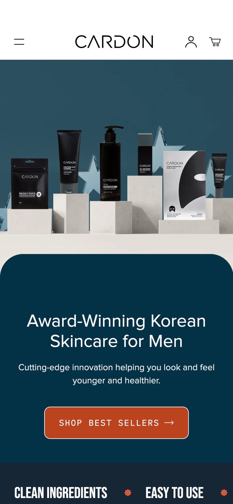 Mobile homepage of Cardon
