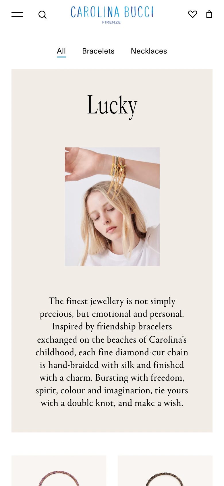 Mobile catalog of Carolina Bucci