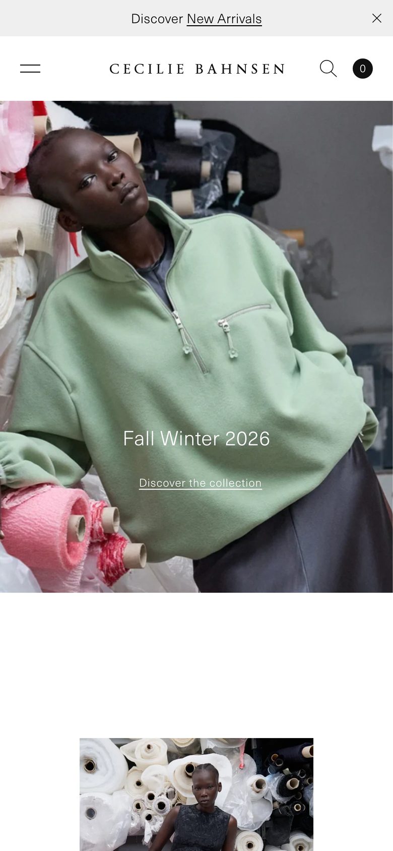 Mobile homepage of Cecilie Bahnsen