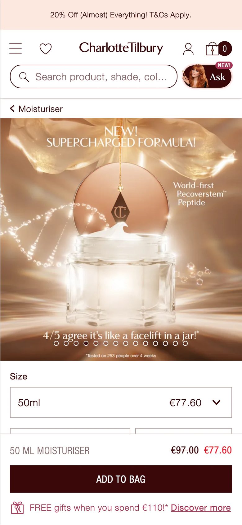 Mobile product page of Charlotte Tilbury