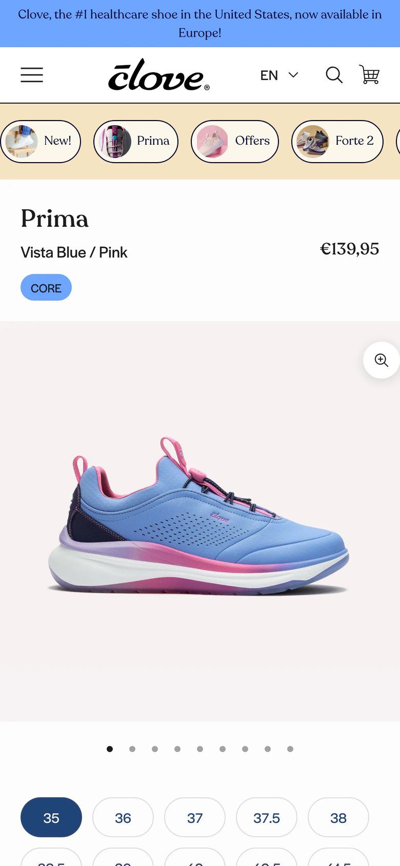 Mobile product page of Clove