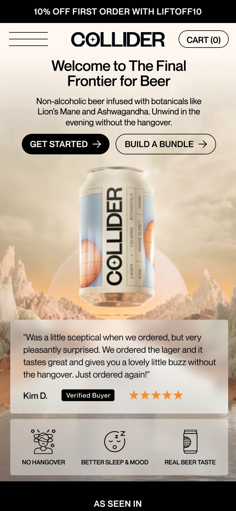 Mobile homepage of Collider