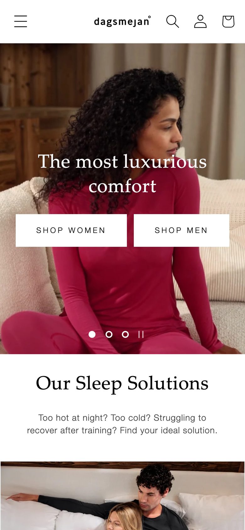Mobile homepage of Dagsmejan