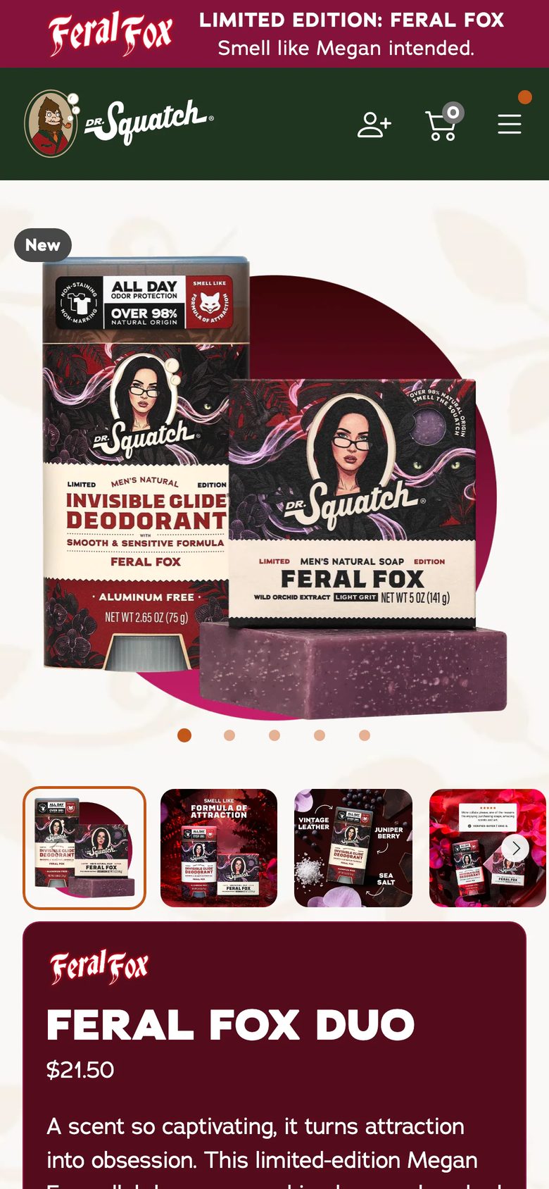 Mobile product page of Dr. Squatch