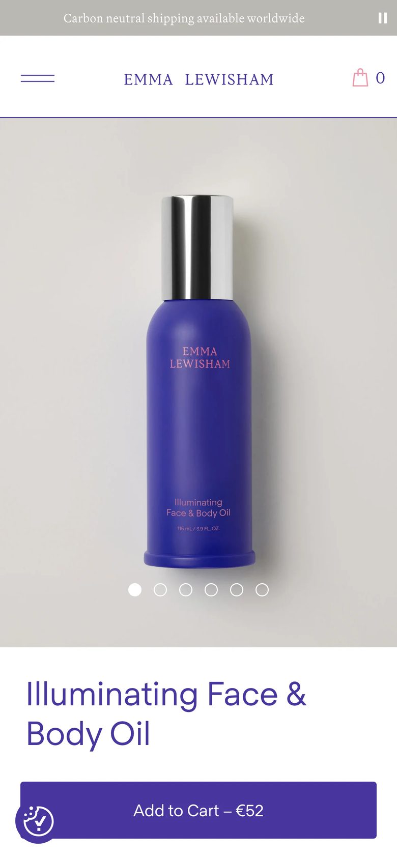 Mobile product page of Emma Lewisham