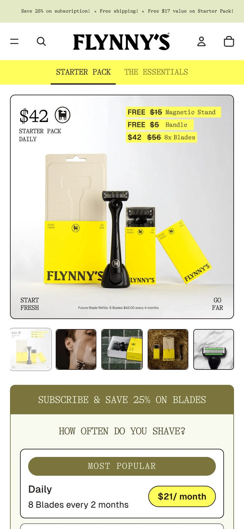 Mobile product page of Flynny's
