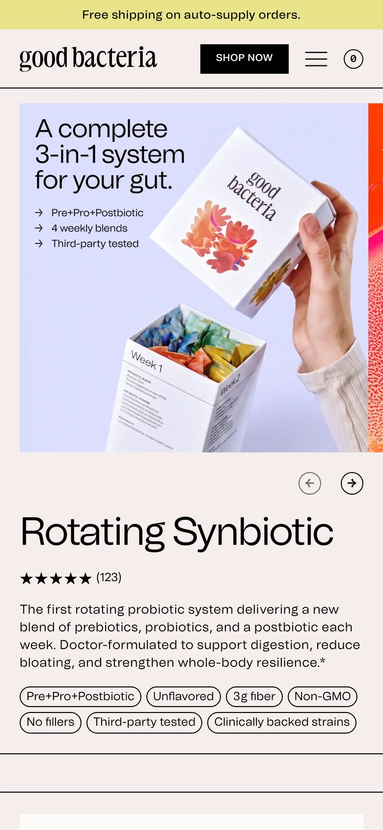 Mobile product page of Good Bacteria