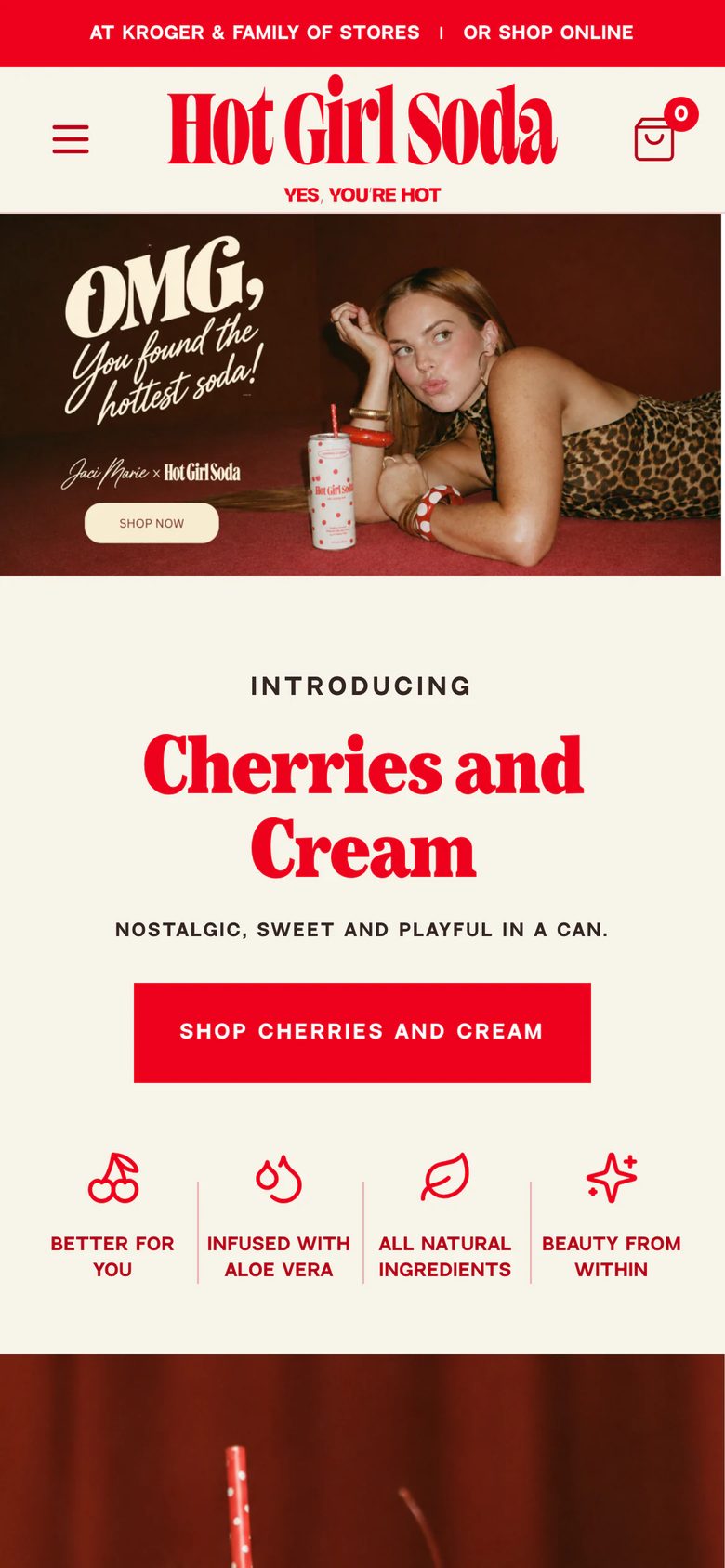 Mobile homepage of Hot Girl Soda
