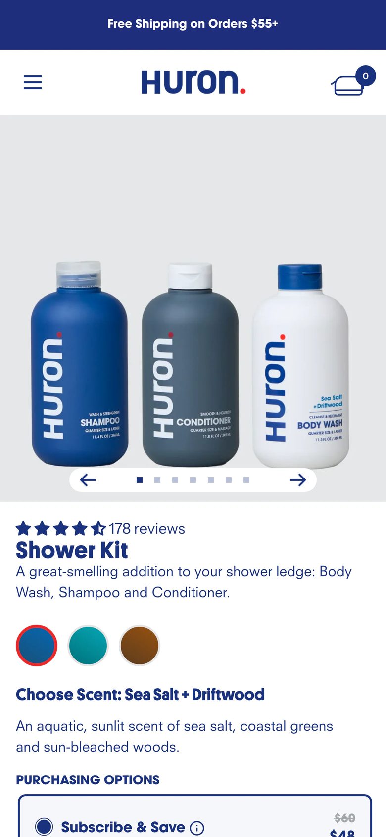Mobile product page of Huron