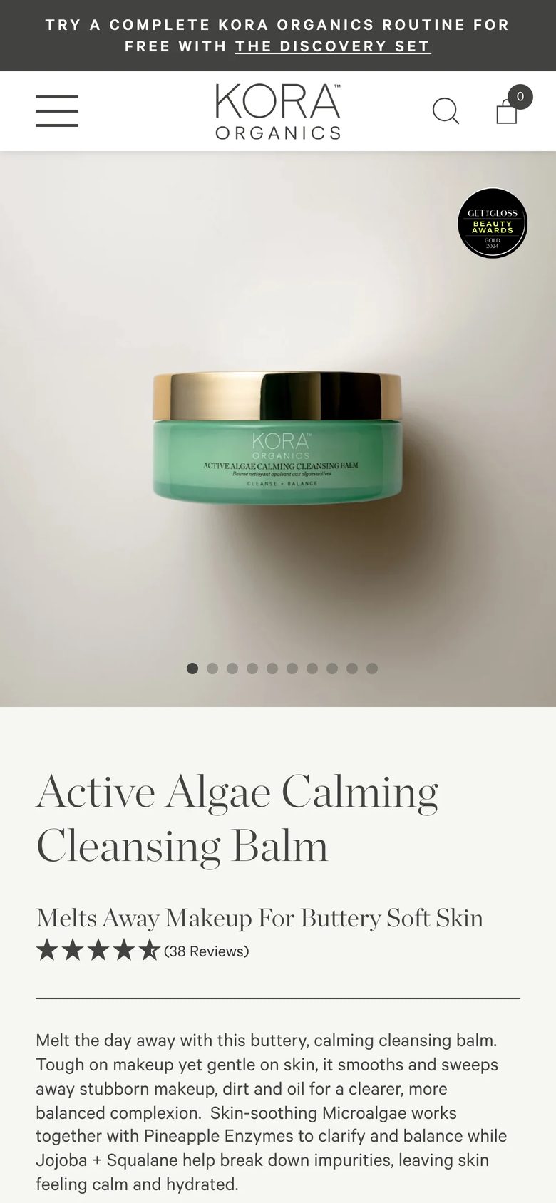 Mobile product page of Kora Organics
