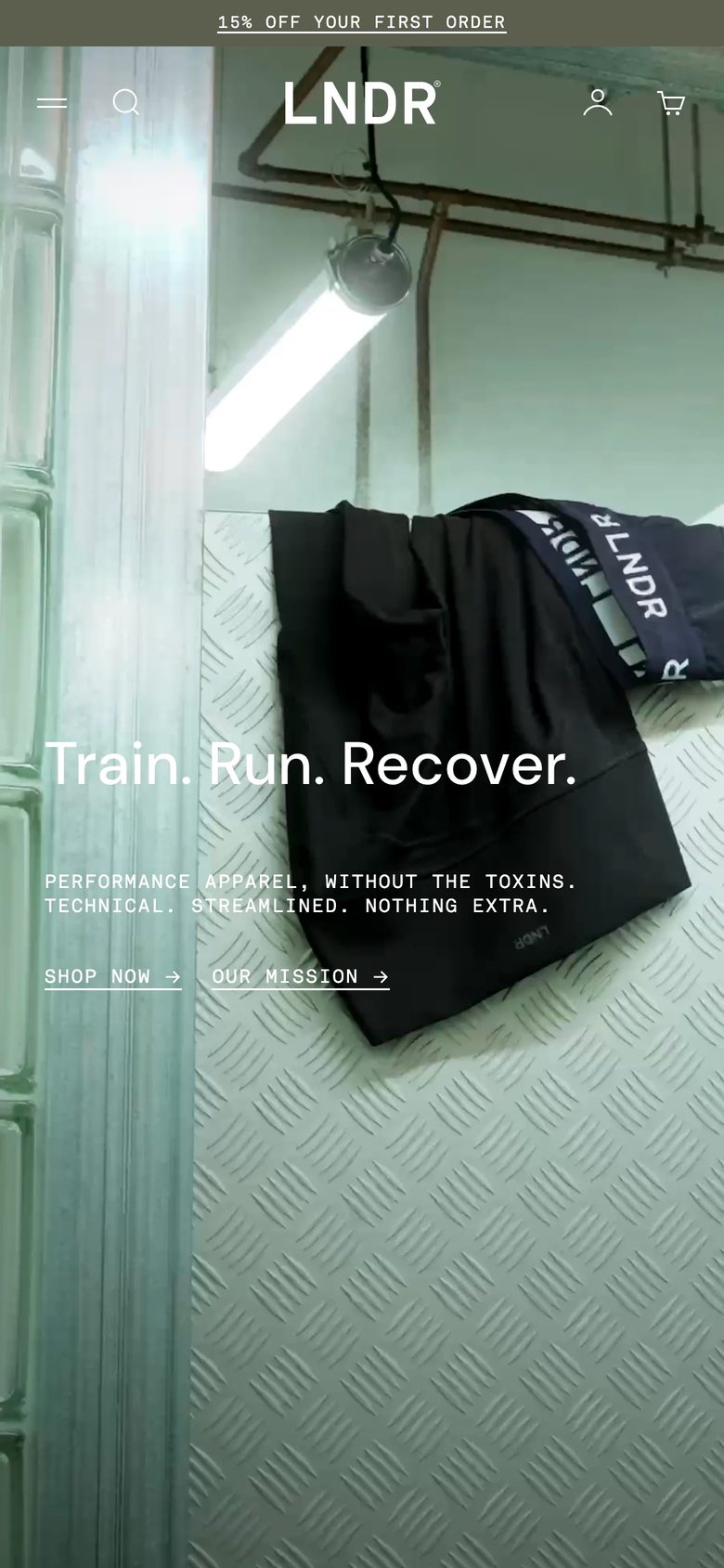 Mobile homepage of LNDR