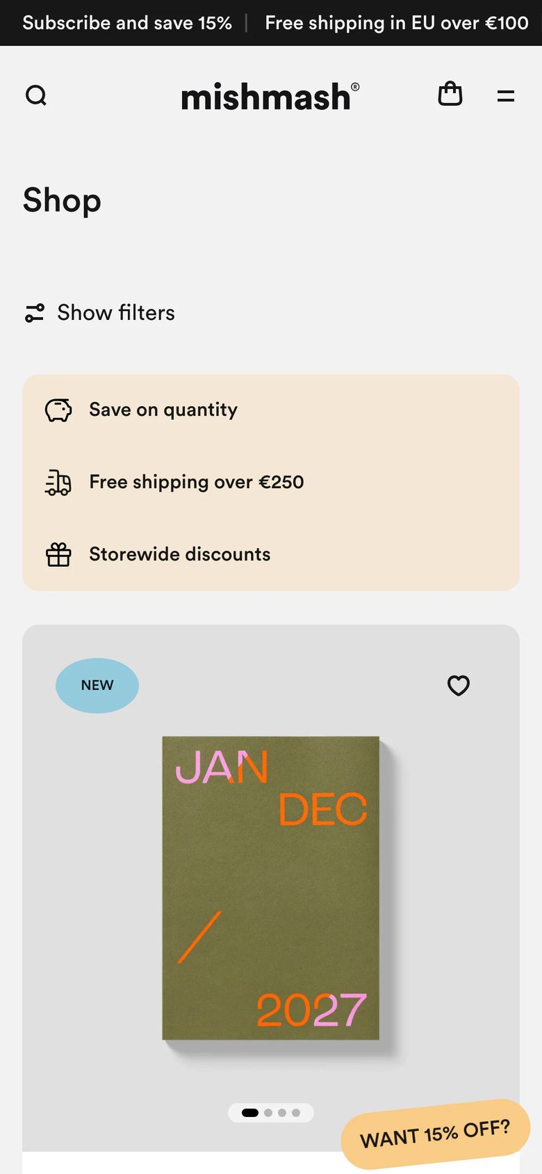 Mobile catalog of Mishmash