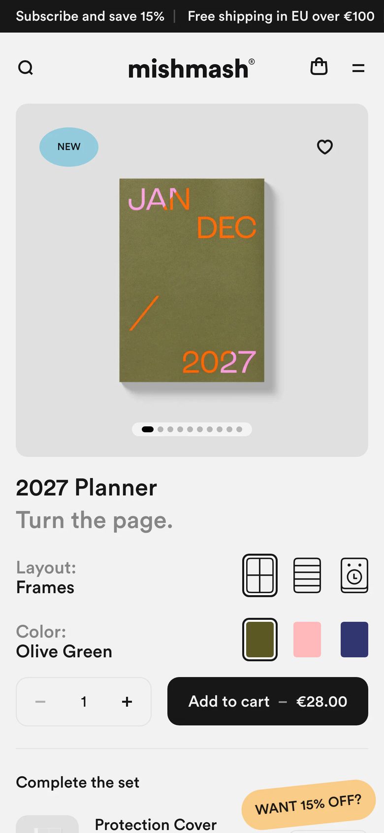 Mobile product page of Mishmash