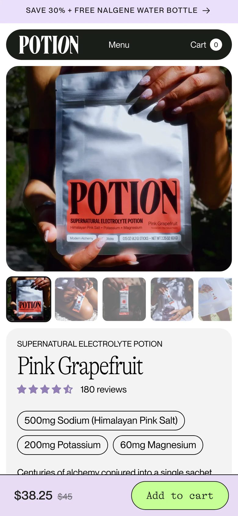 Mobile product page of Mixpotion