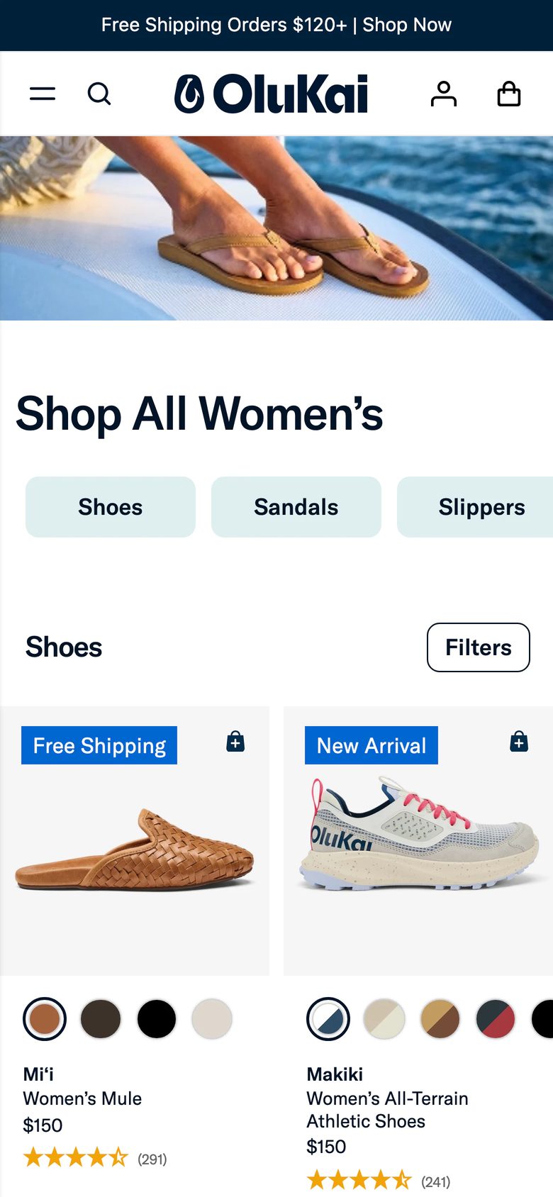 Mobile catalog of OluKai