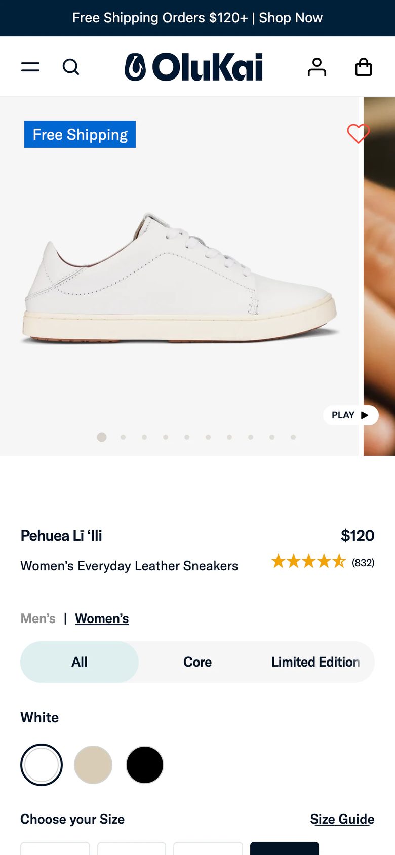 Mobile product page of OluKai