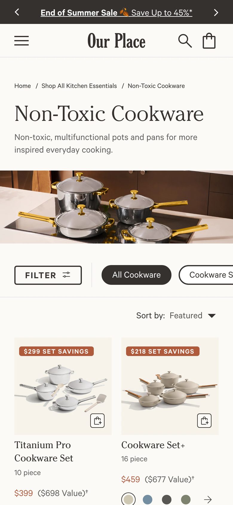 Mobile catalog of Our Place