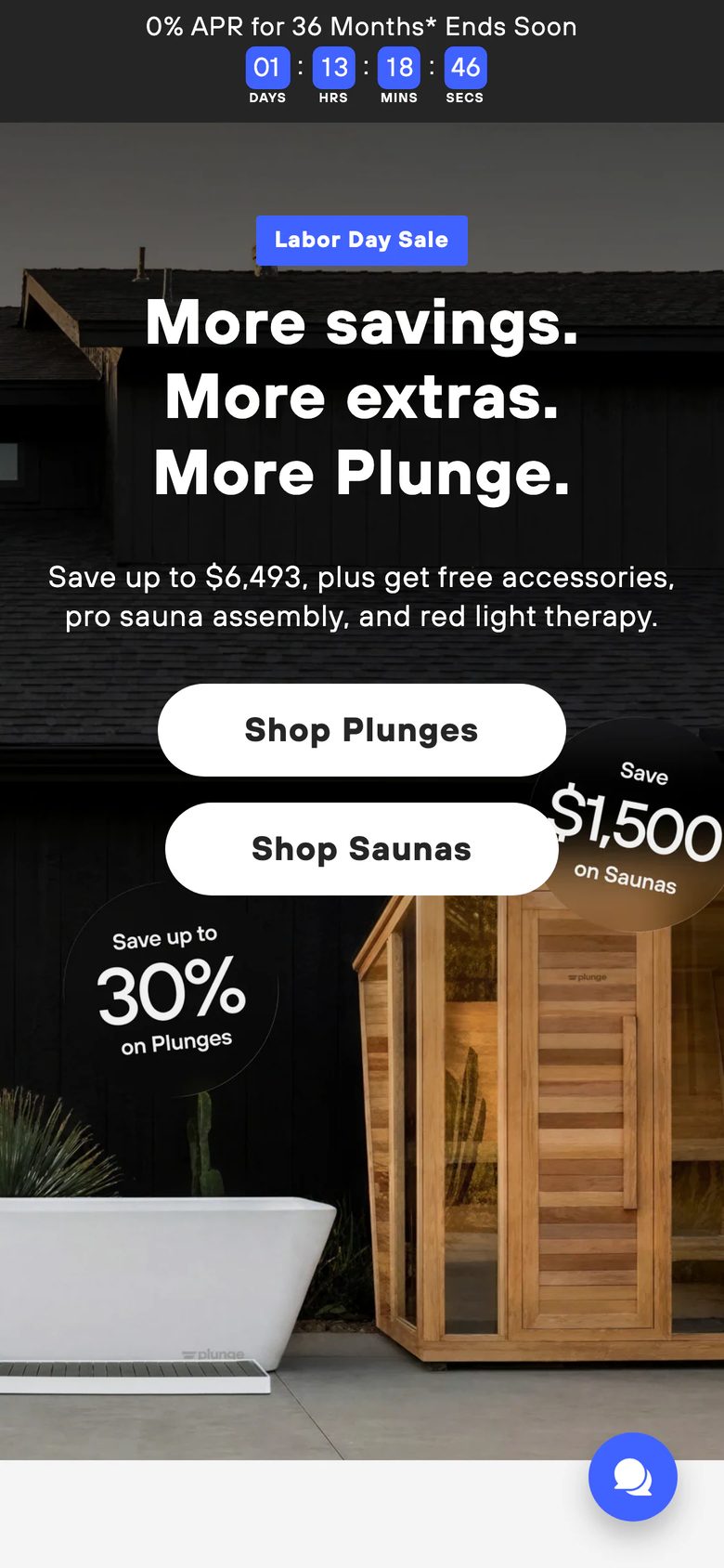 Mobile homepage of Plunge