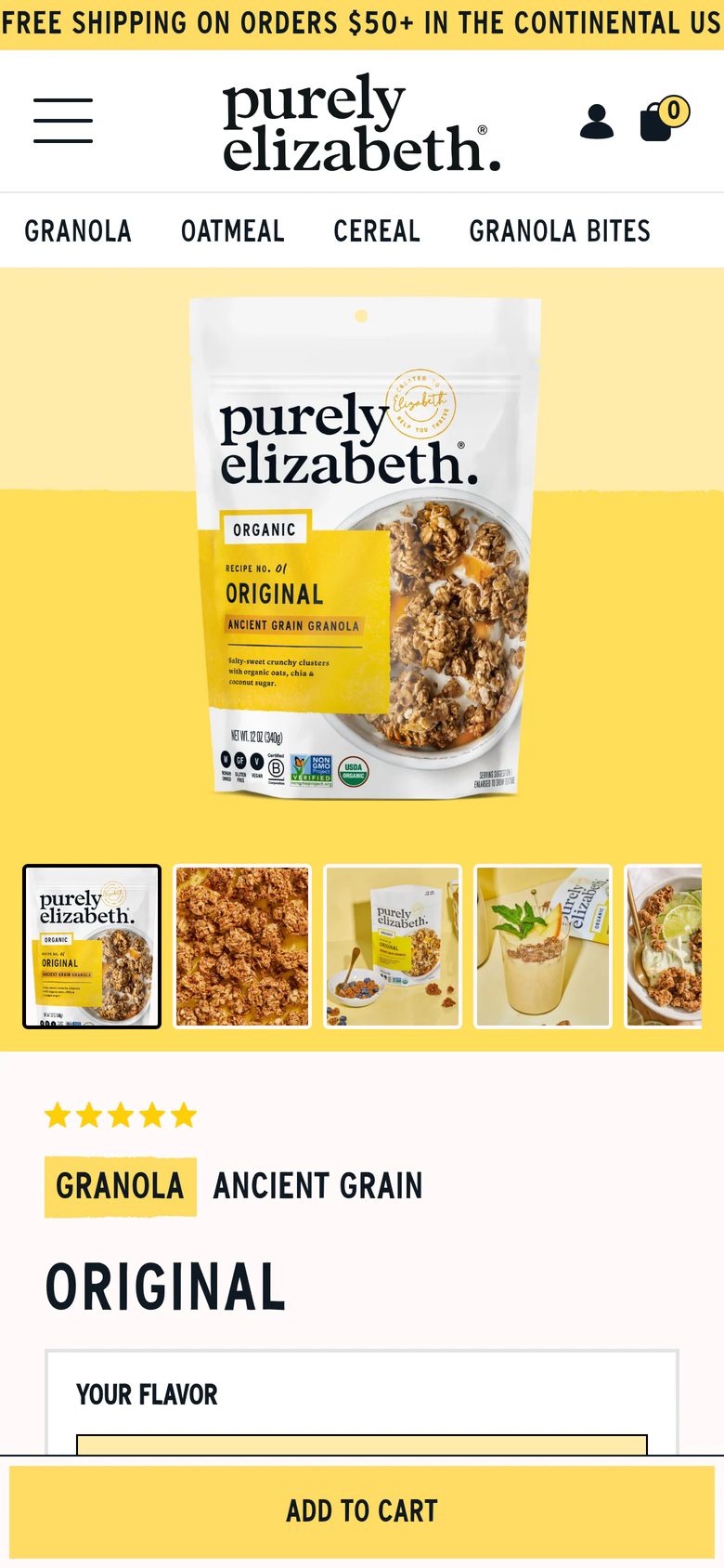 Mobile product page of purely elizabeth