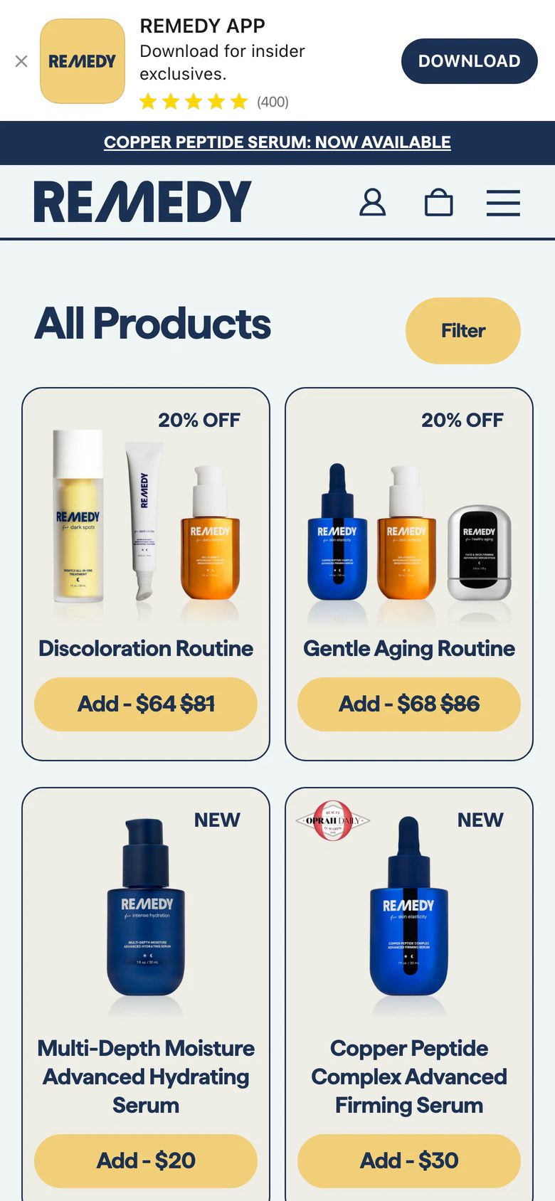 Mobile catalog of Remedy
