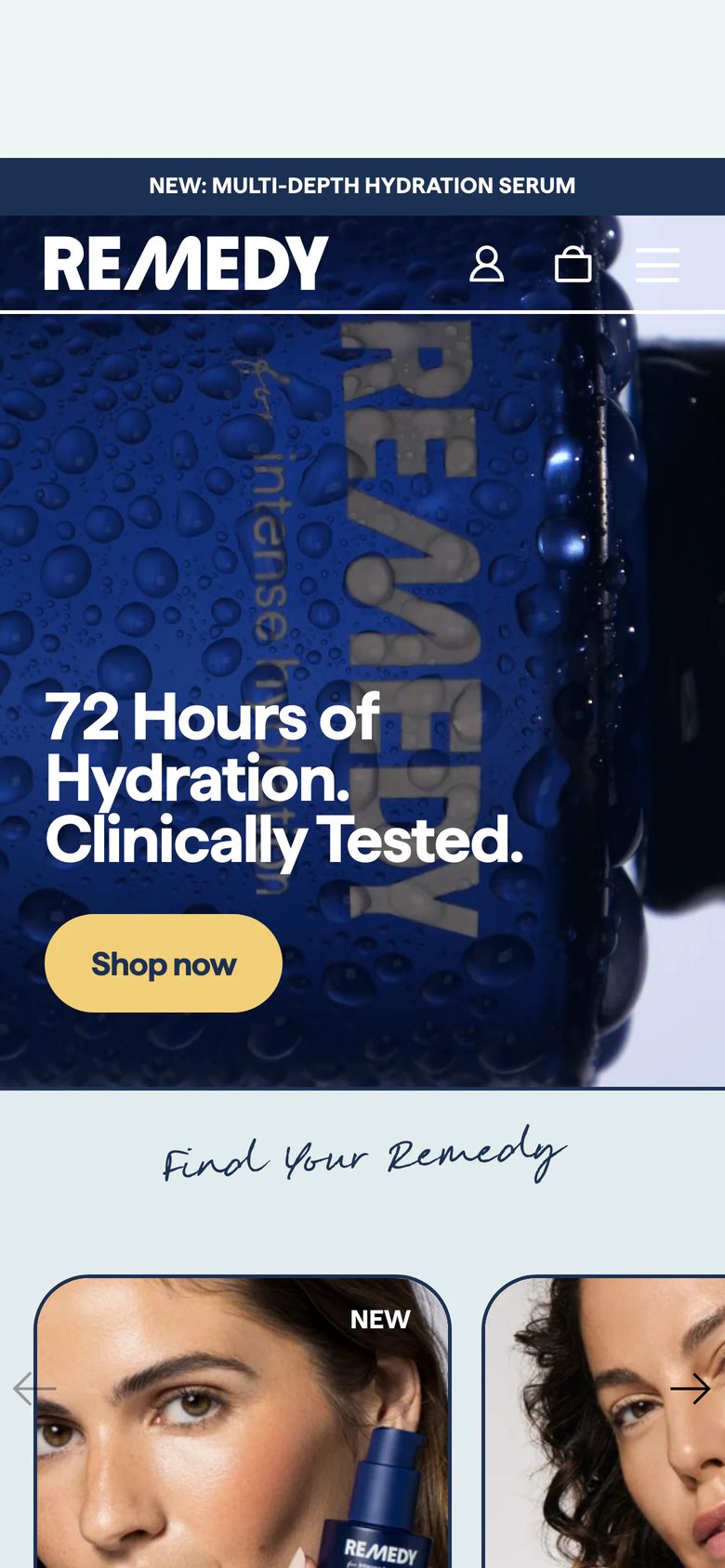 Mobile homepage of Remedy