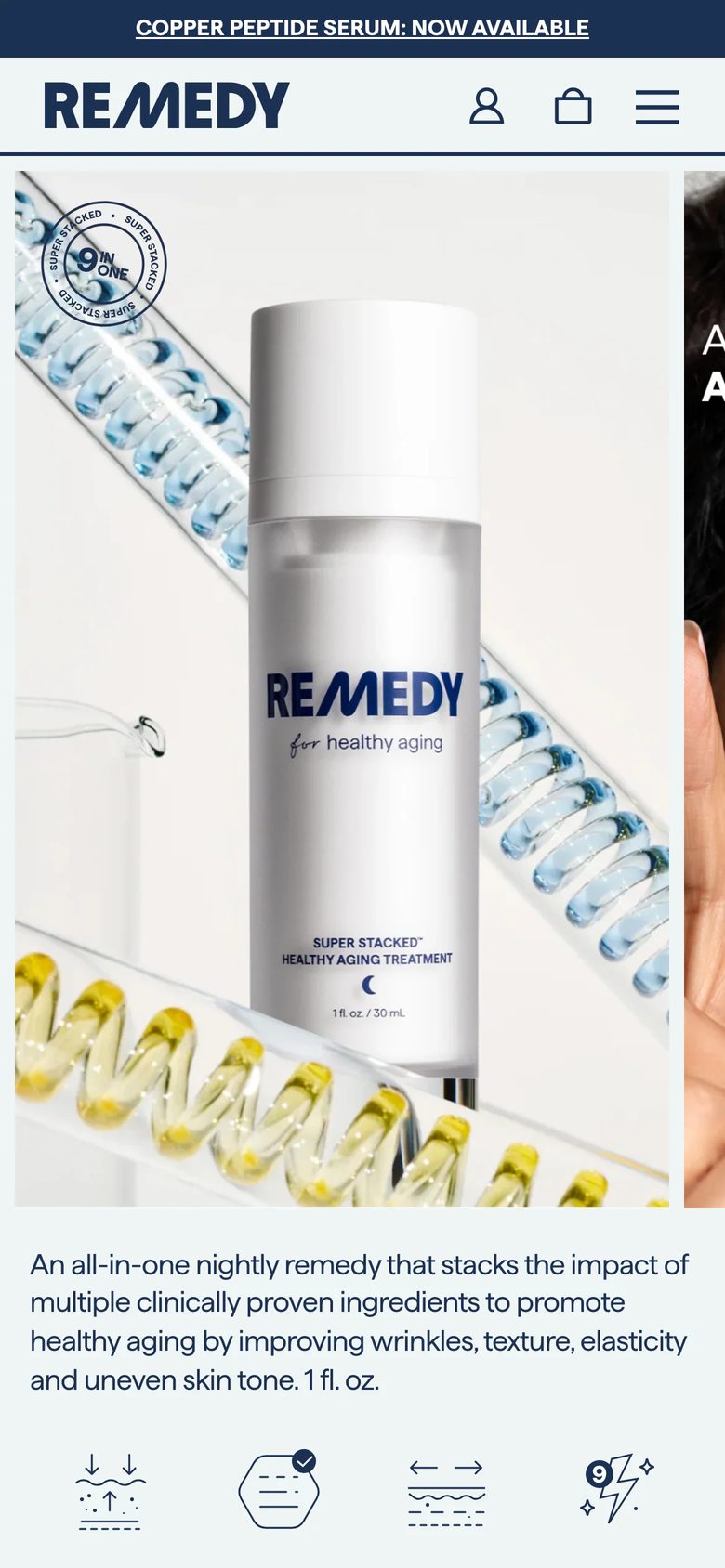 Mobile product page of Remedy