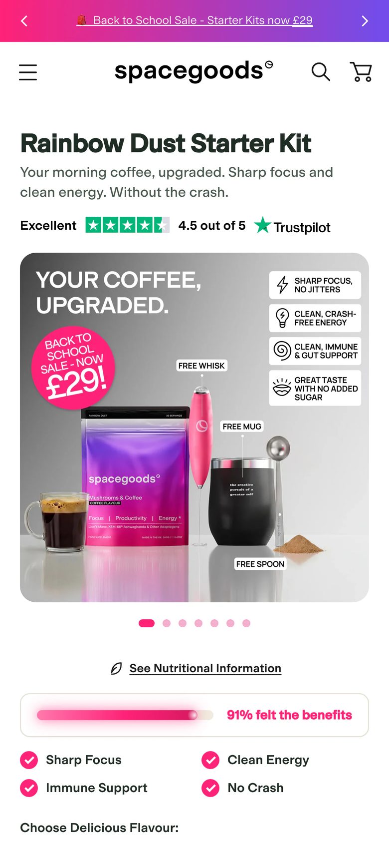 Mobile product page of Spacegoods