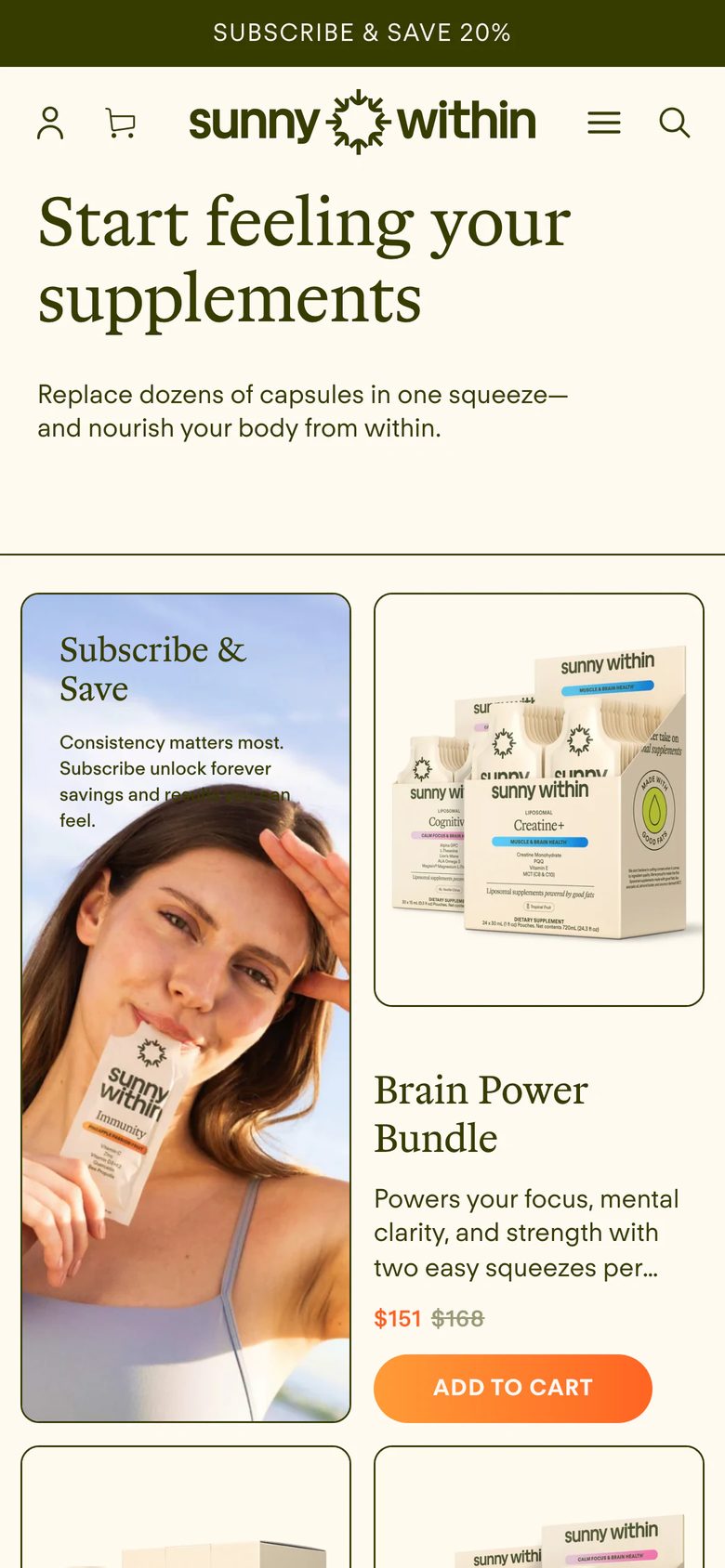 Mobile catalog of Sunny Within
