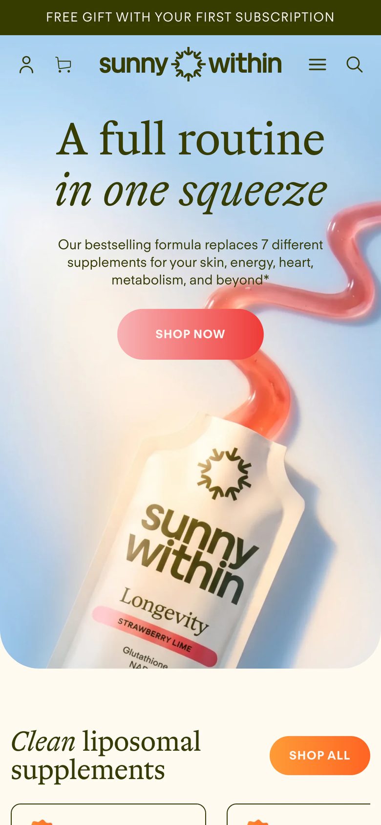 Mobile homepage of Sunny Within