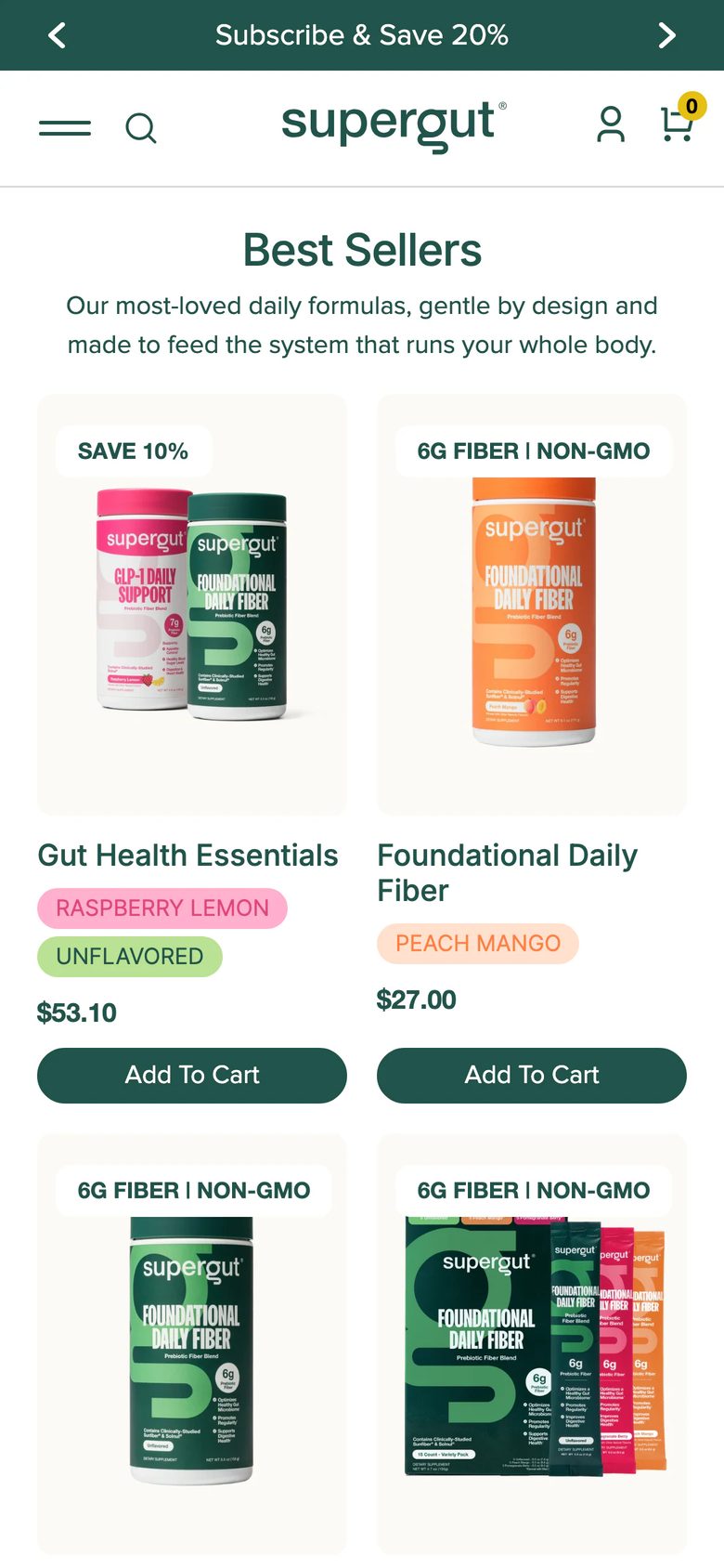 Mobile catalog of Supergut