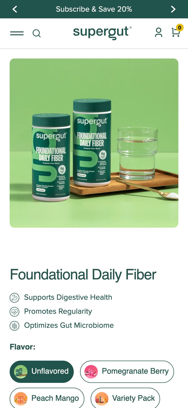 Mobile product page of Supergut