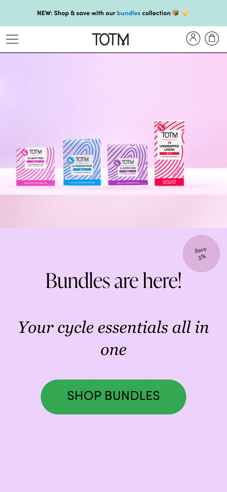 Mobile homepage of TOTM