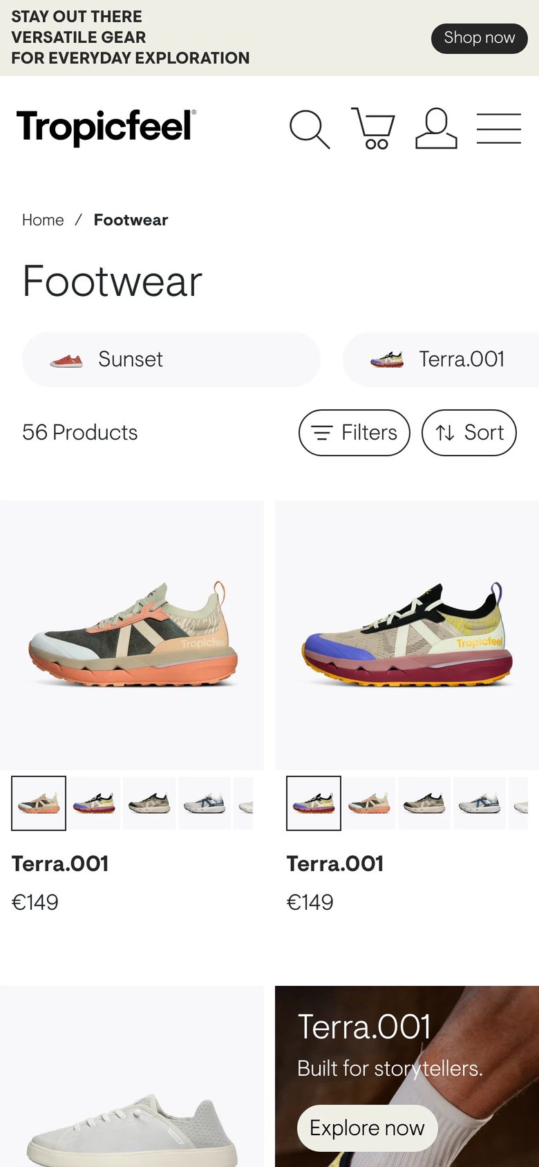 Mobile catalog of Tropicfeel
