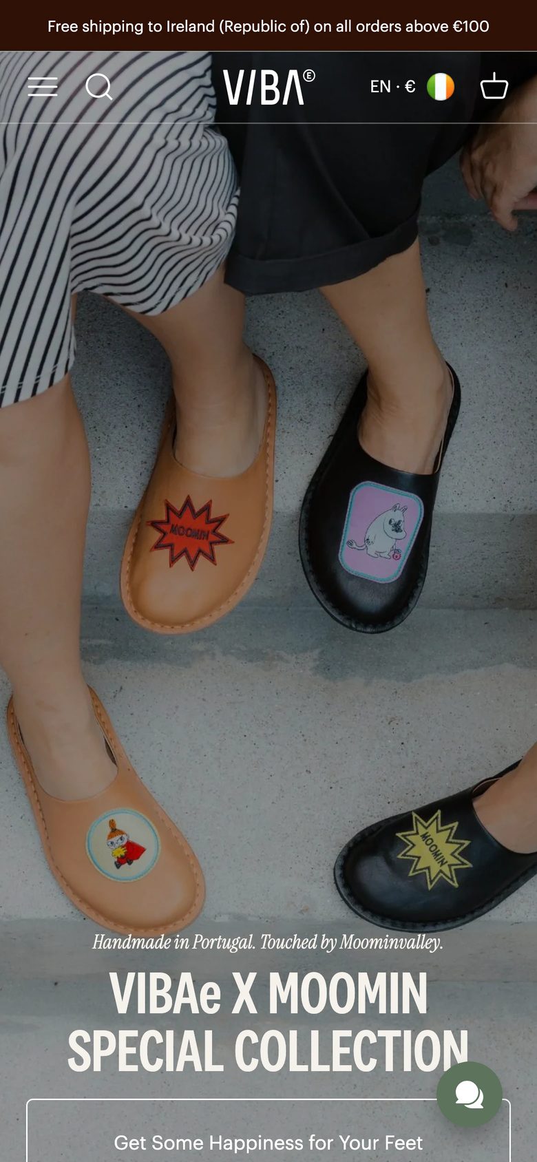 Mobile homepage of VIBAe