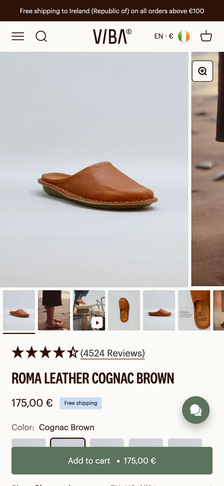 Mobile product page of VIBAe