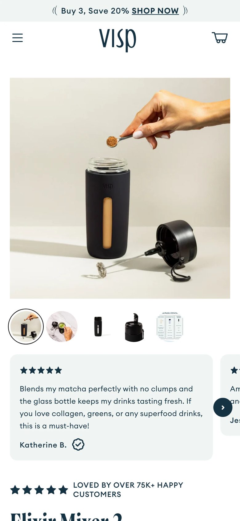 Mobile product page of Visp