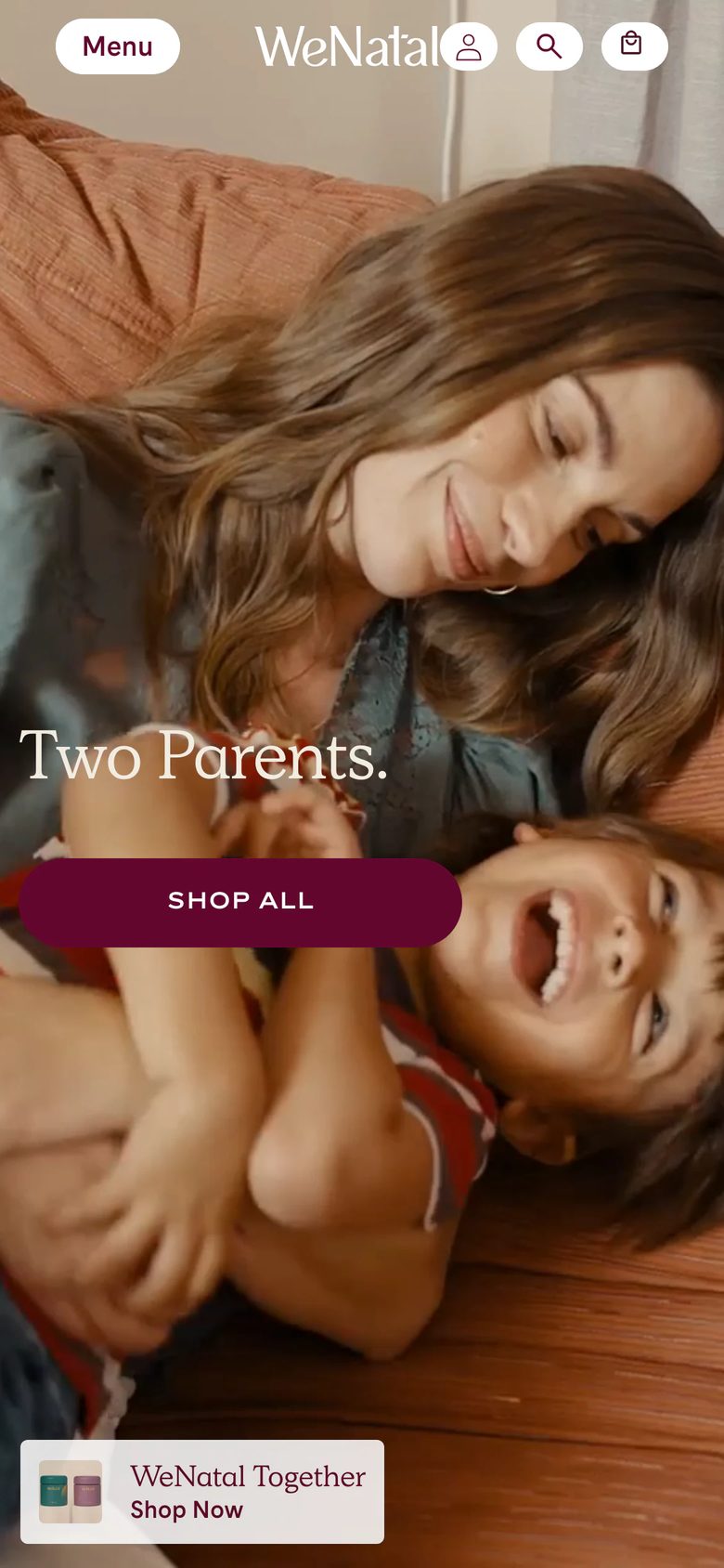 Mobile homepage of WeNatal