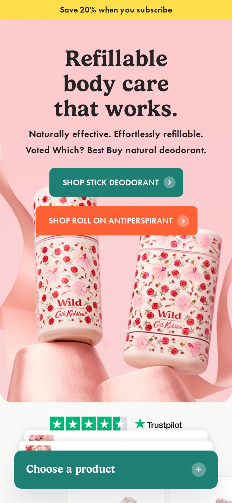 Mobile homepage of Wild